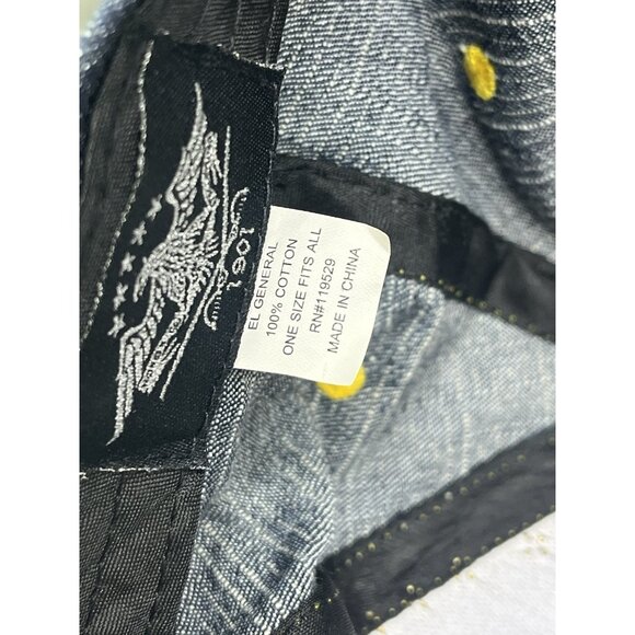 NEW Denim & White Ball Cap Hat Imitation Ostrich Skin Studs Adjustable Strap - Picture 8 of 8